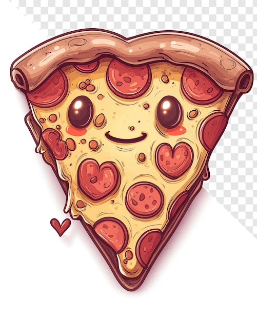 PSD pizza de desenho animado em forma de coração com ilustração de pepperoni