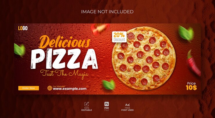 PSD pizza deliciosa ou cardápio de comida capa do facebook ou capa de mídia social ou modelo de banner da web