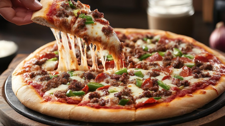 PSD pizza deliziosa con formaggio fuso