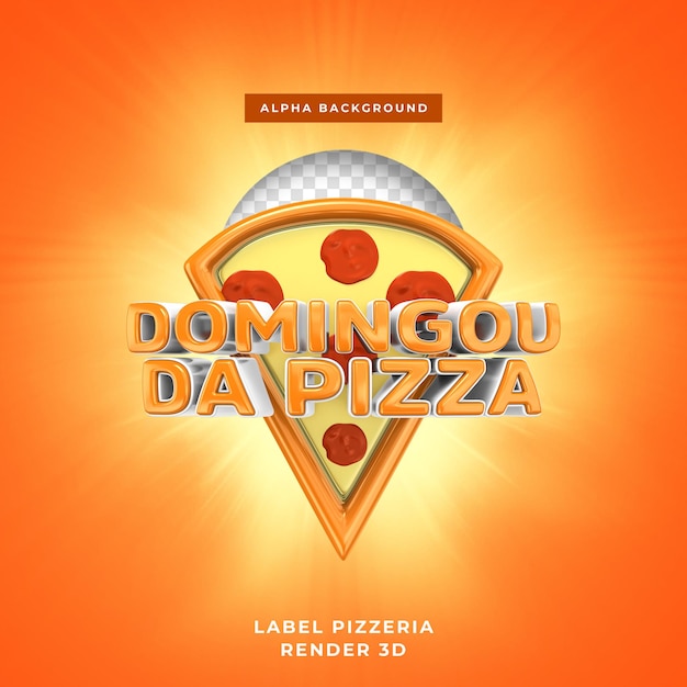 Pizza del domingo sello en 3d