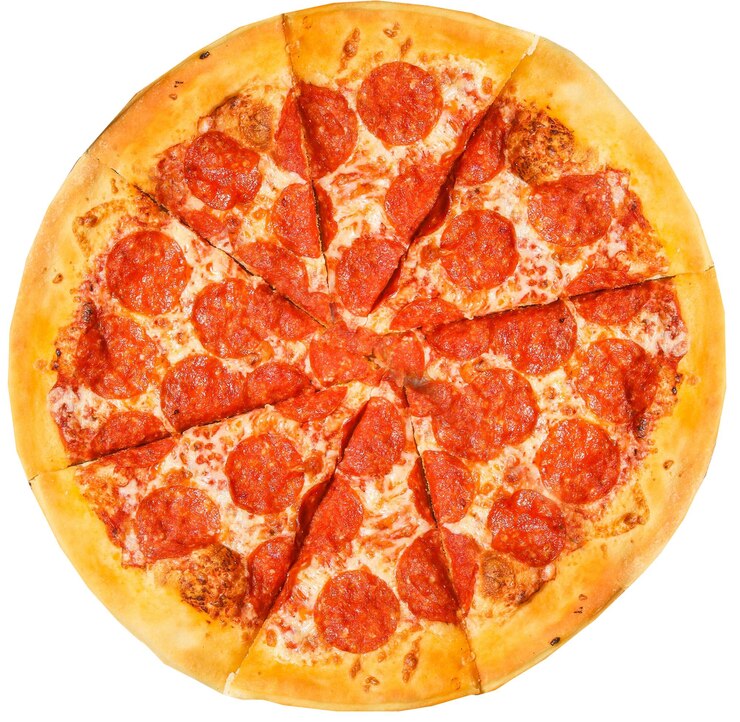 PSD pizza em fatias com vista de cima saborosa pizza redonda tradicional sul-indiana