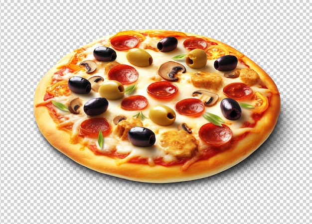 Pizza Entière Ai Découpe Sur Transparent