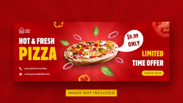 Pizza essen menü förderung facebook cover banner vorlage