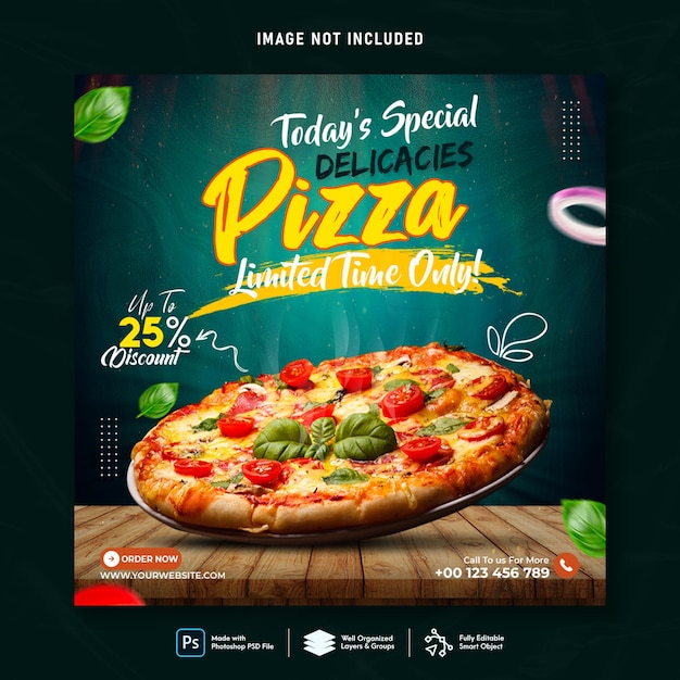 Pizza essen social media banner post vorlage