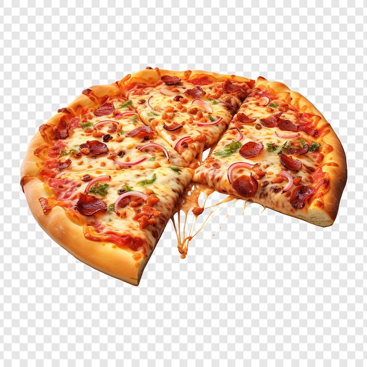 PSD pizza estilo regina aislada sobre fondo transparente