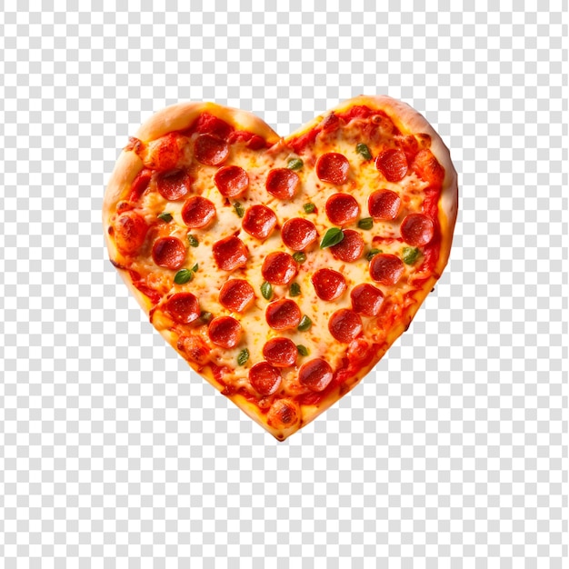 PSD pizza en forma de corazón aislada sobre un fondo transparente