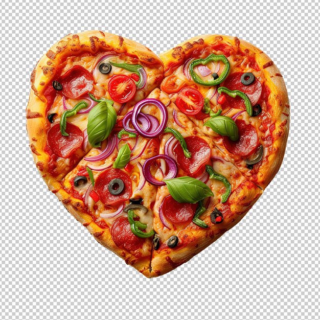 PSD pizza en forma de corazón con fondo blanco