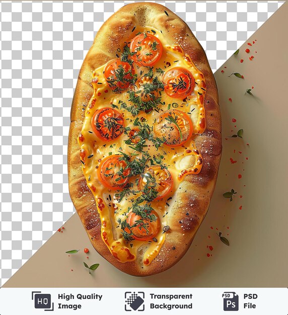 PSD pizza de haute qualité psd pide transparente surmontée de tomates rouges tranchées sur un fond transparent