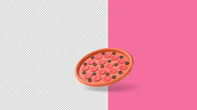 Pizza isolée avec un tracé de détourage. Rendu 3D