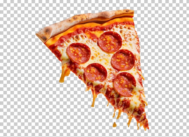 Pizza italiana de pepperoni com molho de tomate em fundo transparente