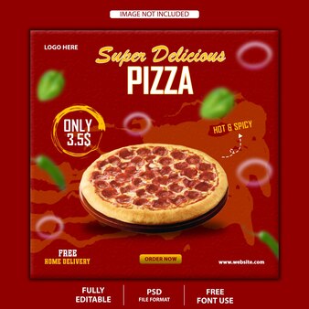 Pizza et menu alimentaire publication et bannière sur les médias sociaux
