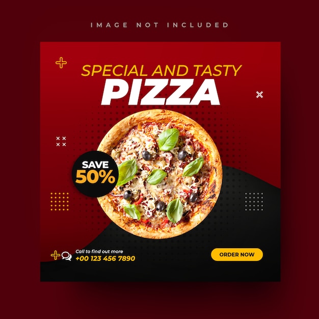 Pizza menu promoção mídias sociais e instagram post modelo de design