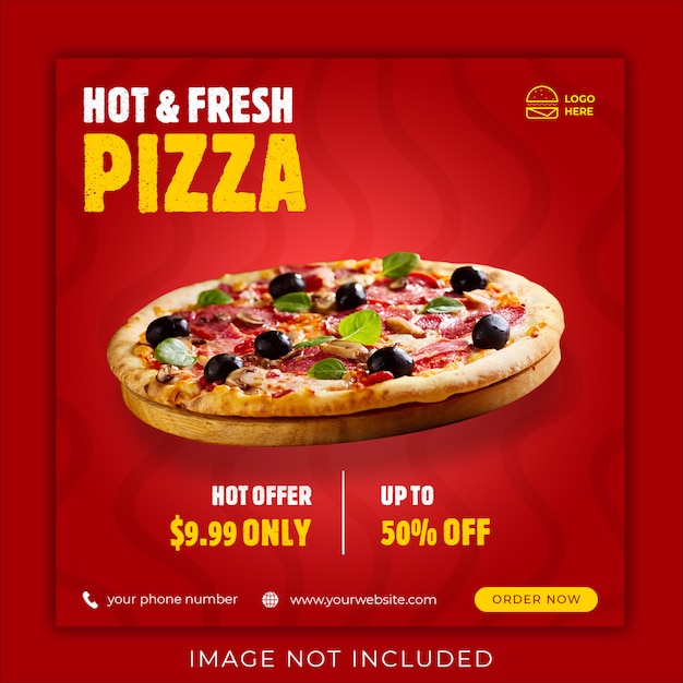 Pizza menu promoção mídias sociais instagram post banner template