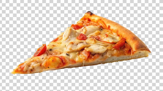 PSD pizza mit hühnerkäse und basilikum auf durchsichtigem hintergrund