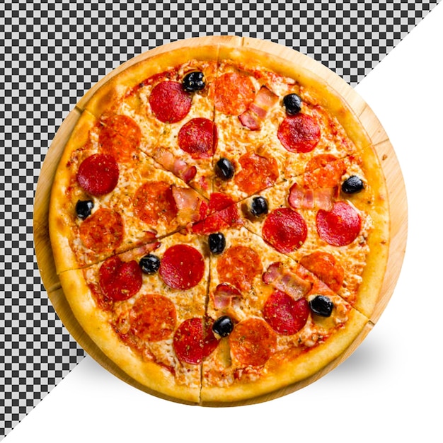 une pizza avec le mot pizza dessus