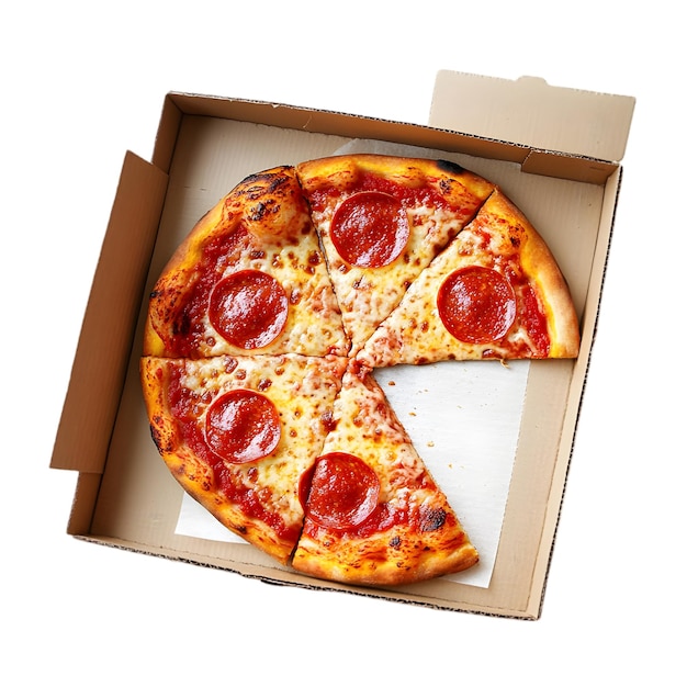 La pizza de pepperoni en una caja