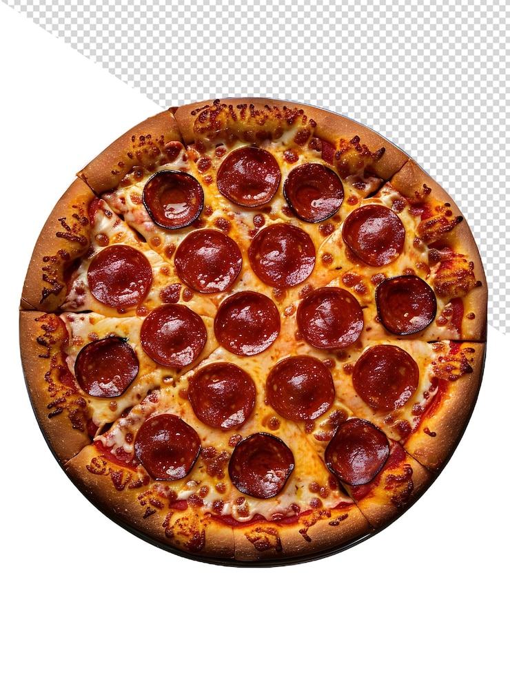 PSD una pizza con pepperoni en ella y la palabra " pepperoni " en ella