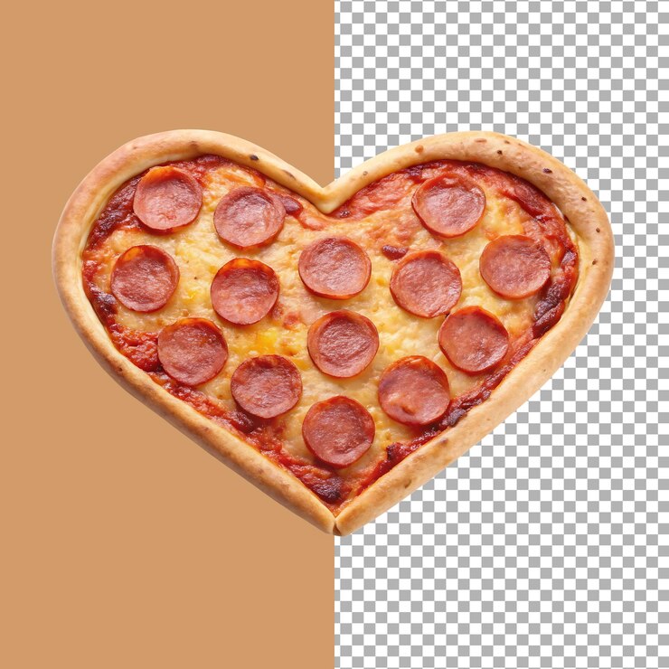 La pizza de pepperoni en forma de corazón es un delicioso regalo para el día de San Valentín.