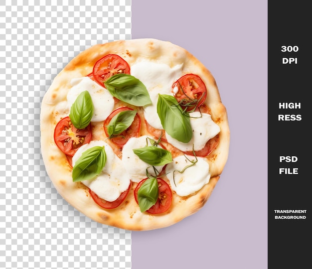 PSD une pizza avec une photo d'une pizza avec de la mozzarella et du basilic