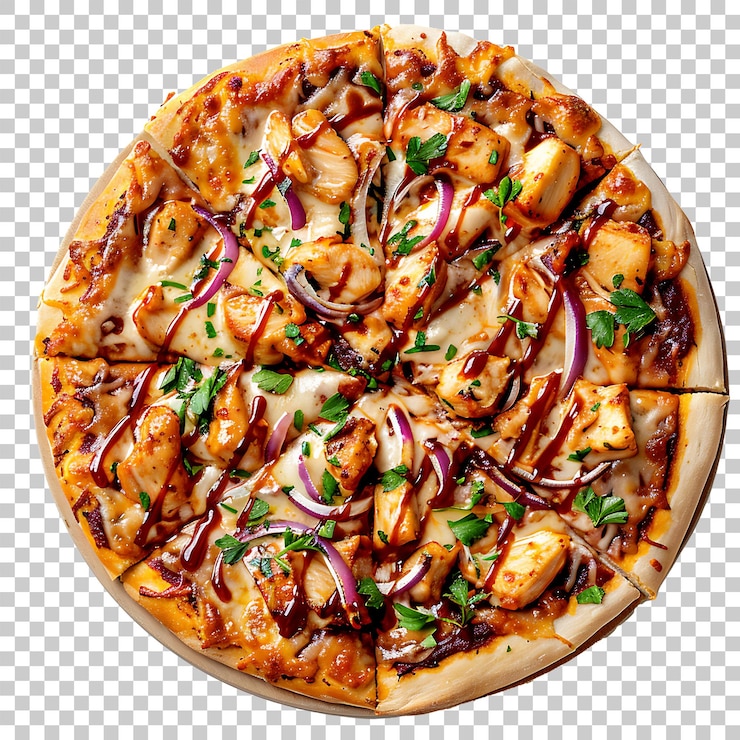 PSD pizza de pollo a la parrilla en png con fondo transparente