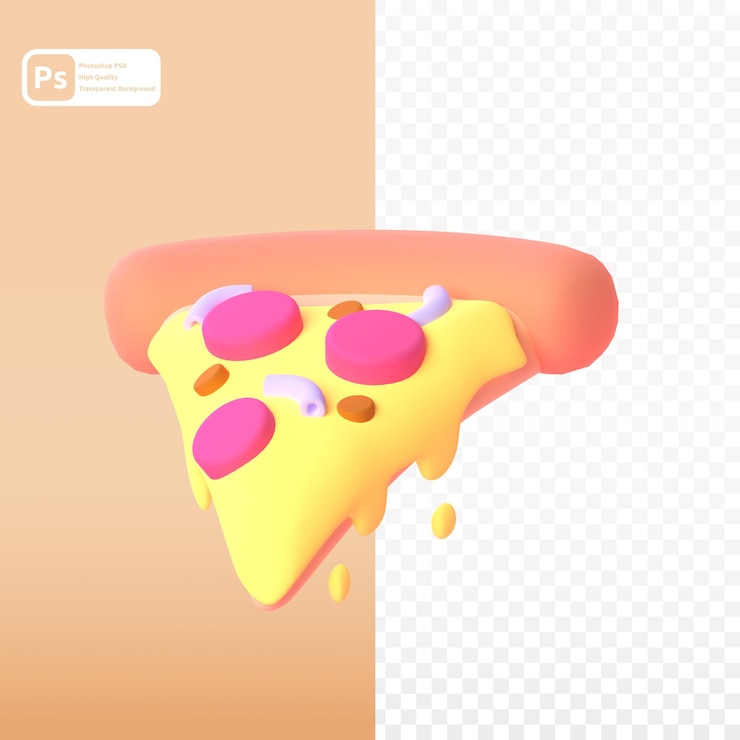 PSD pizza en render 3d para presentación web de activos gráficos u otros