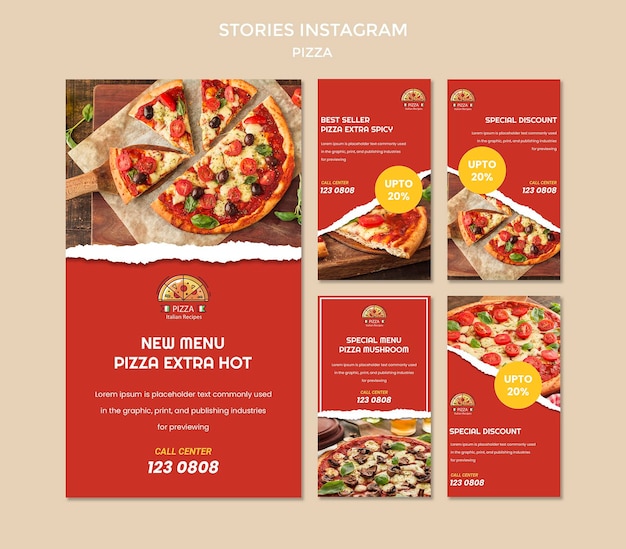 PSD pizza restaurant instagram geschichten vorlage
