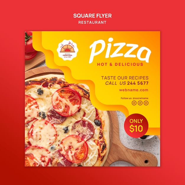 Pizza Restaurant quadratischen Flyer