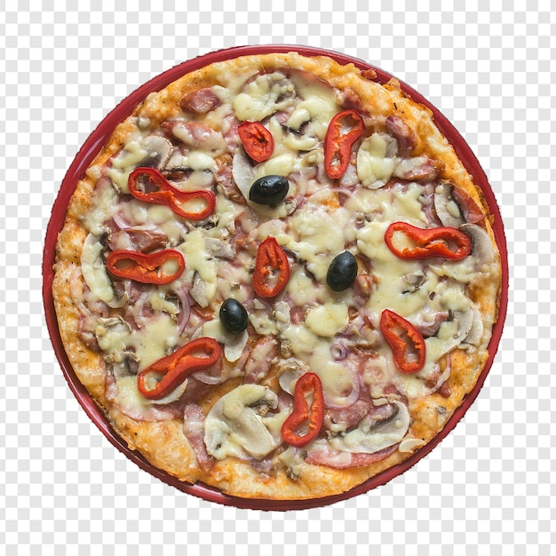 una pizza con setas, aceitunas y aceitunas negras