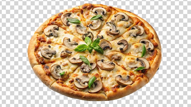 PSD pizza supreme saborosa com cogumelos em fundo transparente