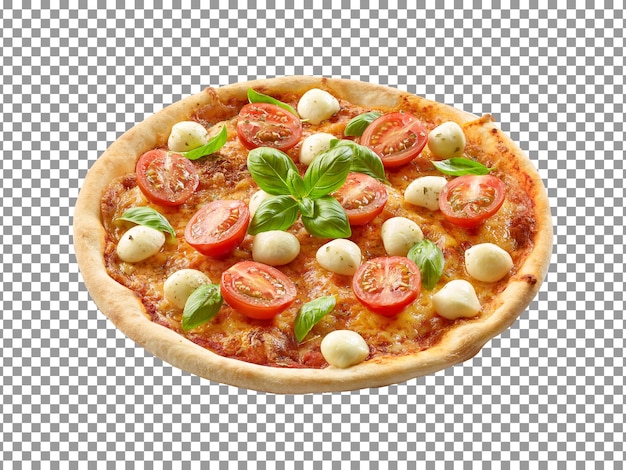 PSD pizza de tomate recién horneada aislada sobre fondo transparente