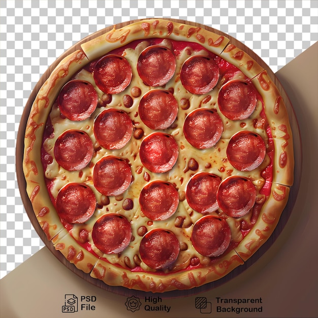 Una pizza con tomates y aceitunas aisladas en un fondo transparente