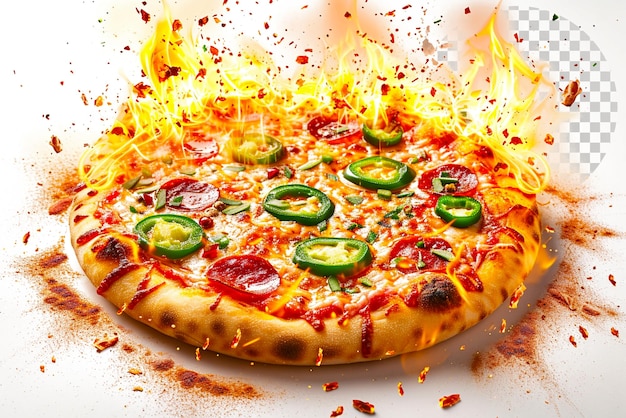 Pizza tormenta de fuego una pizza coronada con una danza ardiente de jalapenos en un fondo transparente