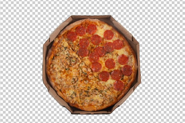 Pizza tradicional de pepperoni y camarones png fondo transparente