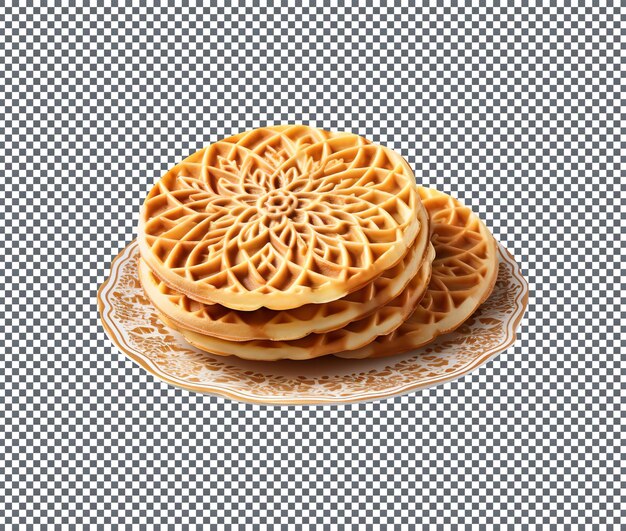 Pizzelle saboroso waffle italiano isolado fundo transparente