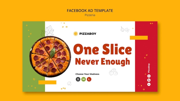 PSD pizzeria-vorlage im flachen design