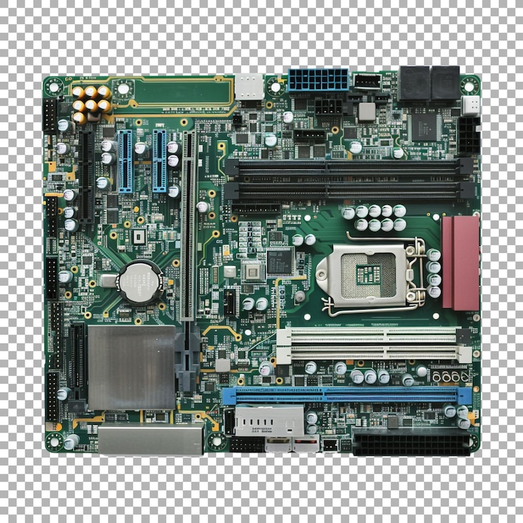PSD la placa base de la computadora en un fondo transparente generada por ai