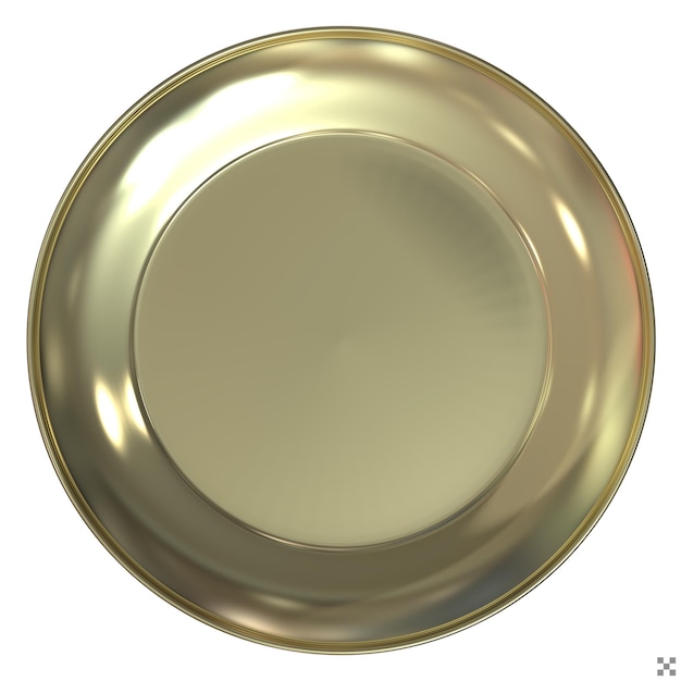 Placa de cerámica ovalada dorada para la mesa de comida del restaurante Ilustración de renderización 3D