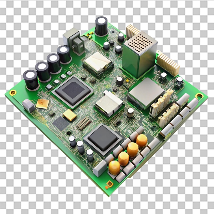 PSD placa de circuitos impresos de gráficos de computadora 3d aislada sobre un fondo transparente