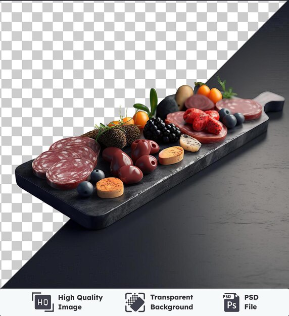 Placa de charcuterie gourmet com uma variedade de carnes queijos e vegetais