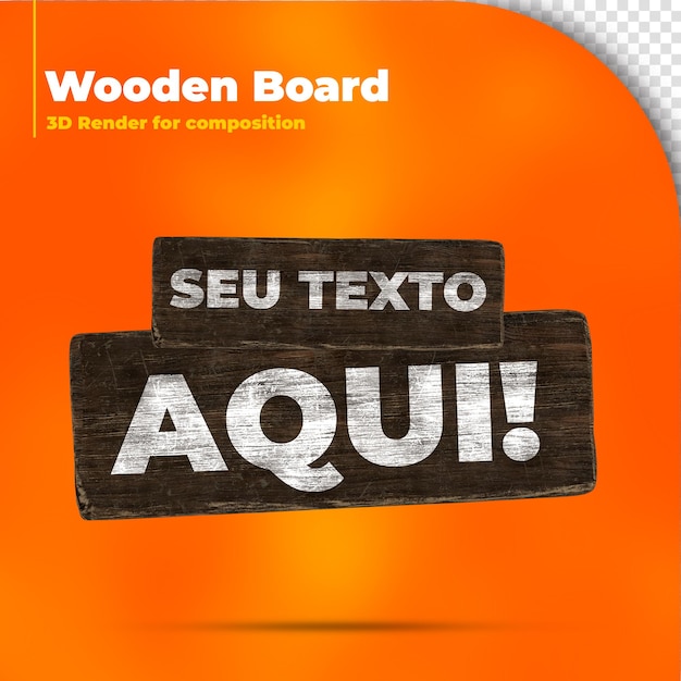 placa de madeira 3d para composição