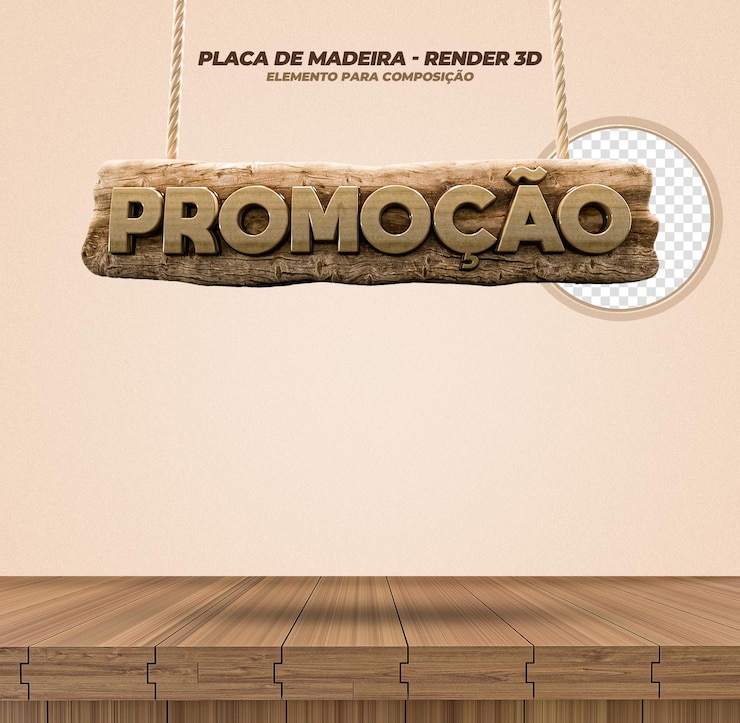 PSD placa de madeira psd e mesa para promoção