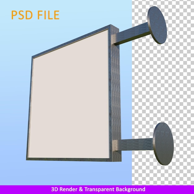 PSD placa de sinal de parede de ilustração de renderização 3d