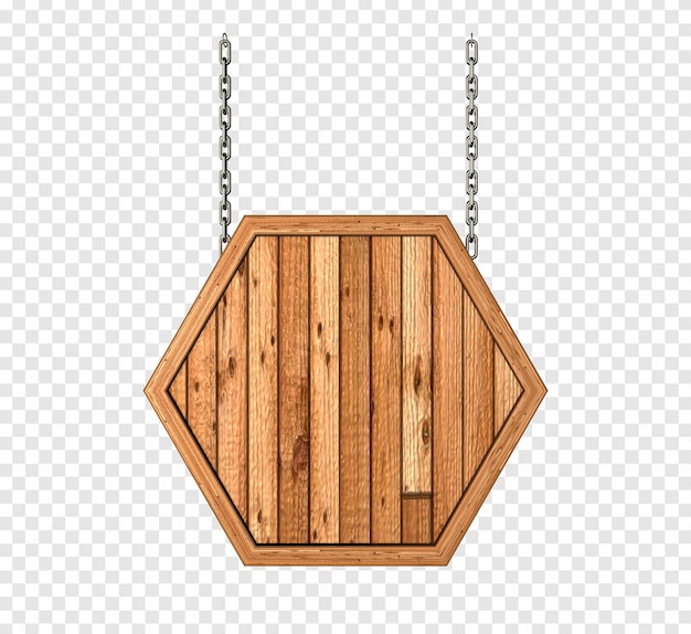 PSD placa hexagonal de madeira com corrente