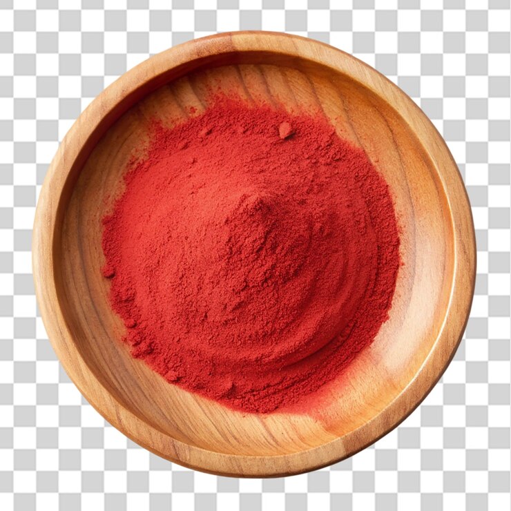 PSD placa de madera de color rojo en polvo aislada sobre un fondo transparente