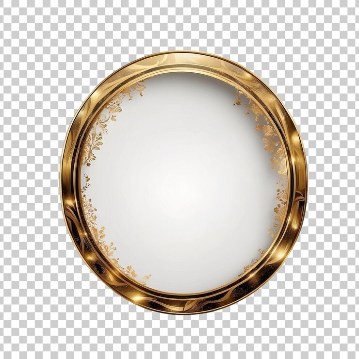 PSD una placa de oro con un borde de oro se muestra en un fondo transparente