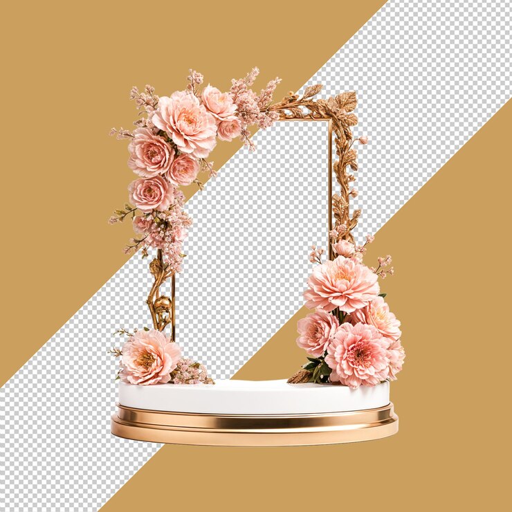 una placa de oro con una cinta rosa y un marco de oro con un fondo blanco