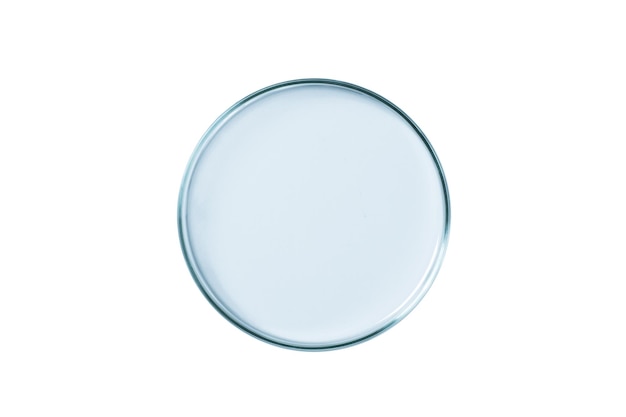 Placa de Petri de vidrio azul vacío aislado PNG