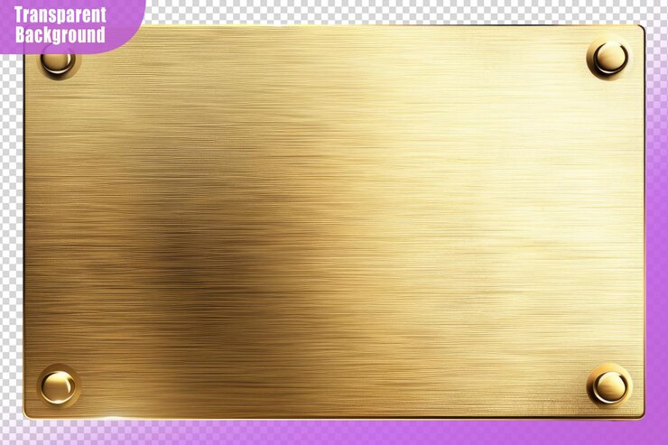 PSD placa rectangular dorada aislada sobre un fondo transparente