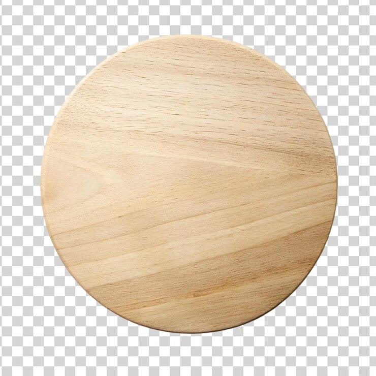 PSD placa redonda de madera vacía aislada sobre un fondo transparente