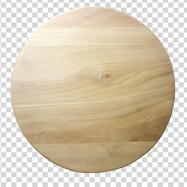 Placa redonda de madera vacía aislada sobre un fondo transparente
